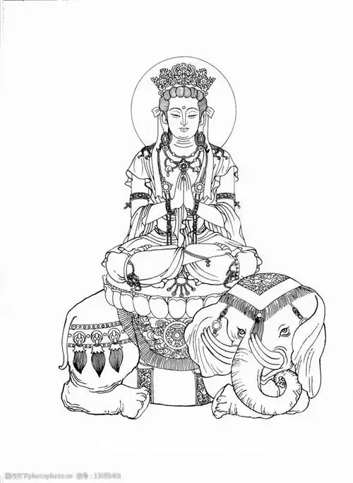 素描普贤菩萨图片