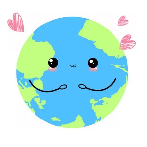 可爱的卡通地球发出红心149064psd图片免抠素材