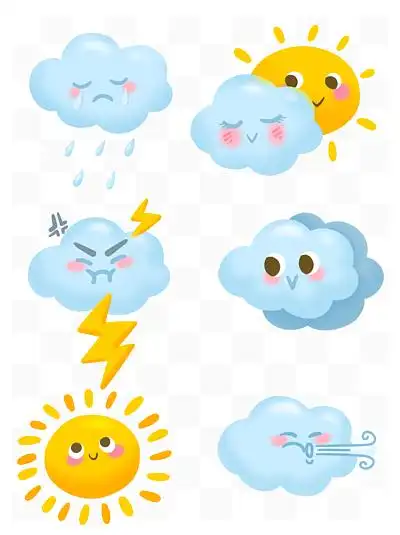 手绘卡通天气预报 i>图 /i> i>标 /i>表情晴雨天太阳