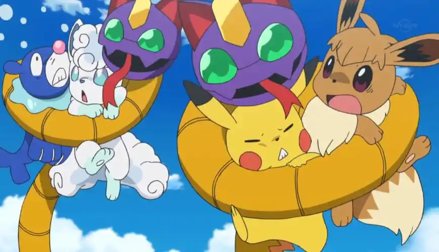 那就是皮卡丘跟伊布,还有球球海狮跟冰六尾,这个火箭队还真是月老附身