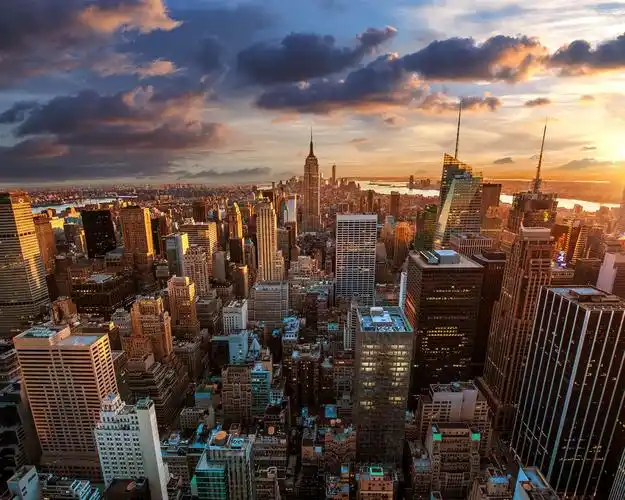 洛克菲勒中心,高楼林立,黎明,大都会,纽约市 壁纸 - 1280x1024