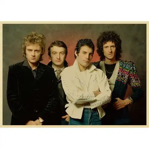 皇后乐队海报 queen 牛皮纸复古装饰画 摇滚音乐 怀旧 欧美人物画