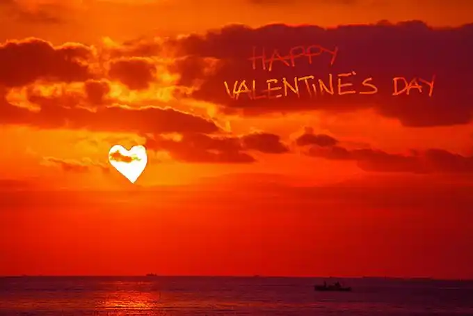 心形情人节晚霞高清图片