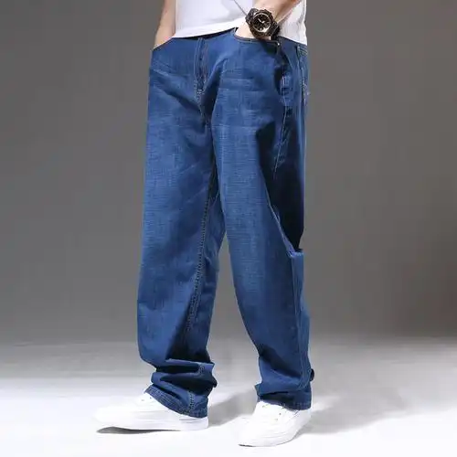 new lake男士牛仔裤 new lake秋冬阔腿牛仔裤男宽松大直筒潮牌加肥
