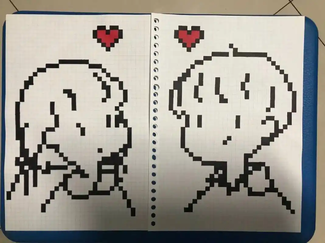 像素画打卡【26】91情侣篇第二弹92 像素画临摹b5网格本120,11号