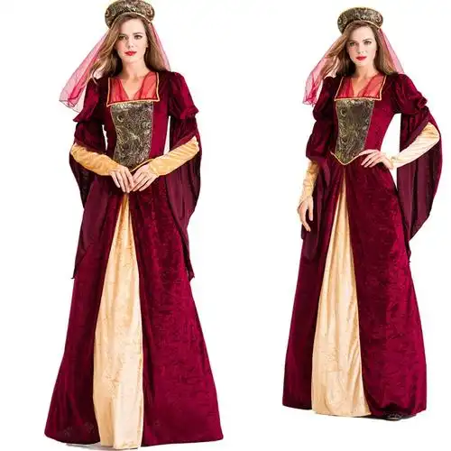 欧洲中世纪服装男复古宫服成人贵族小姐礼服英国公爵服定制款酒红色02