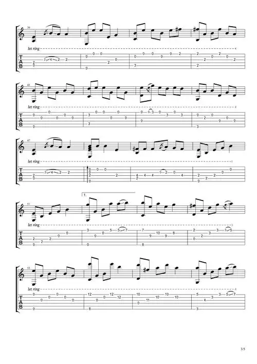 丁香花指弹吉他谱-唐磊-吉他独奏六线谱-图片谱