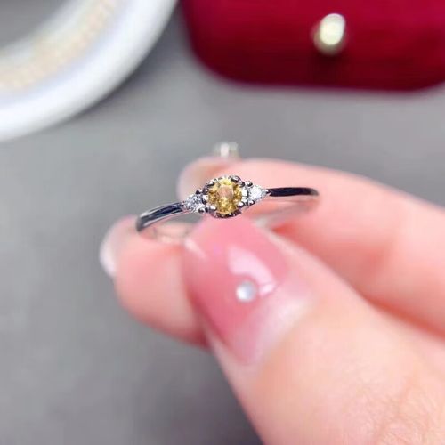 旭杉斯 施华洛世奇 黄水晶戒指女戒开口设计款式简约自带 白金色开口