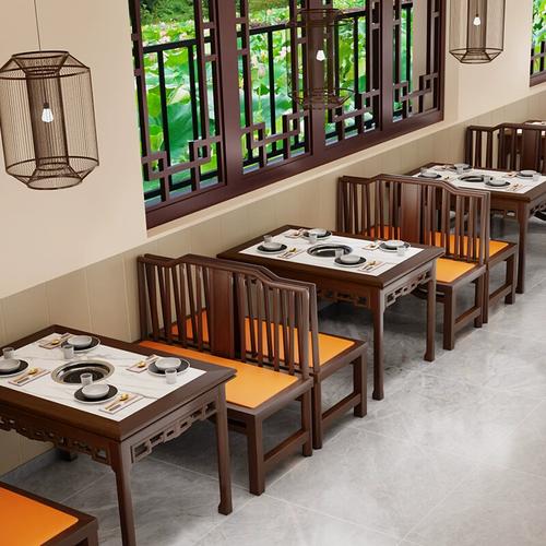 实木卡座沙发靠墙桌椅新中式餐馆茶楼面馆东北饺子馆餐卡座商用
