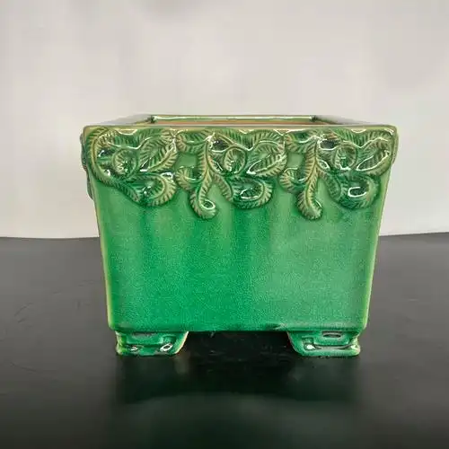 石湾窑花盆陶瓷简约大气福禄鼓钉狮头四方花纹花盆