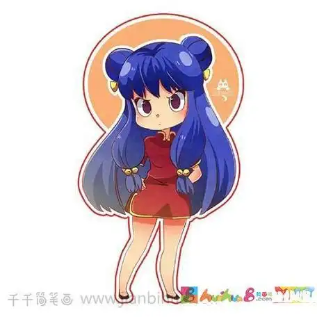 淡蓝色简笔画女生头像