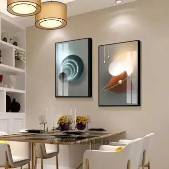 现代简约轻奢餐厅装饰画现代简约饭厅墙面挂画餐桌背景墙壁画创意歺厅
