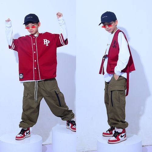 潮贝儿童红军系列街舞演出服男童女童hiphop嘻哈儿童演出服