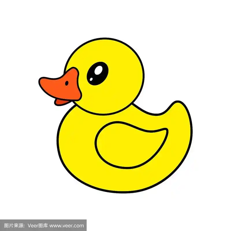 白色背景上的黄色鸭子.橡胶玩具.孤立的矢量图.