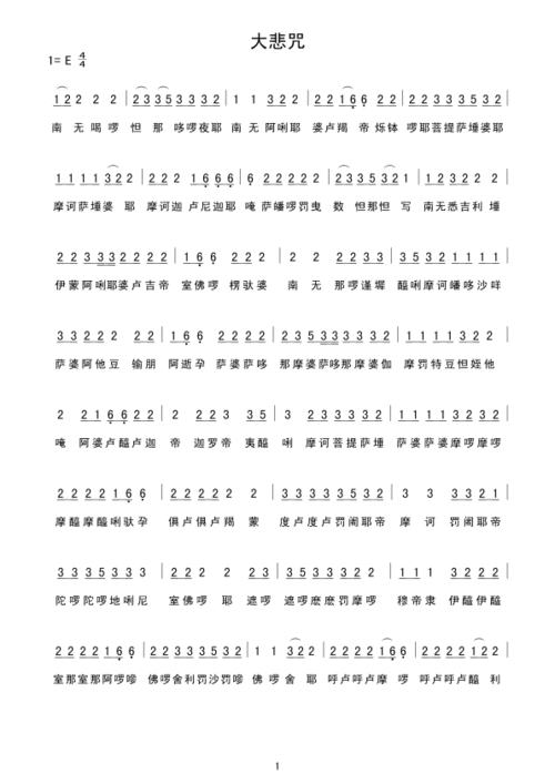 大悲咒 简谱下载