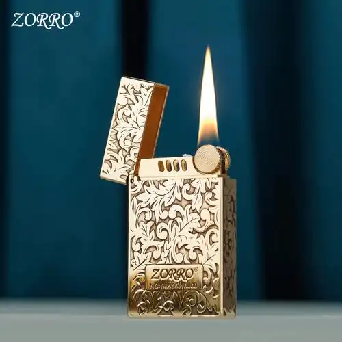 zorro佐罗煤油打火机防风纯铜个性朗声机五面精雕煤油打火机