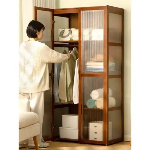 衣柜家用卧室简易出租房用儿童实木组装衣服橱收纳柜子置物架宿舍