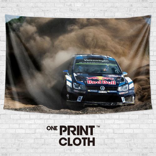 wrc大众polo越野拉力赛车车迷写真装饰画背景墙布海报挂布挂毯帘