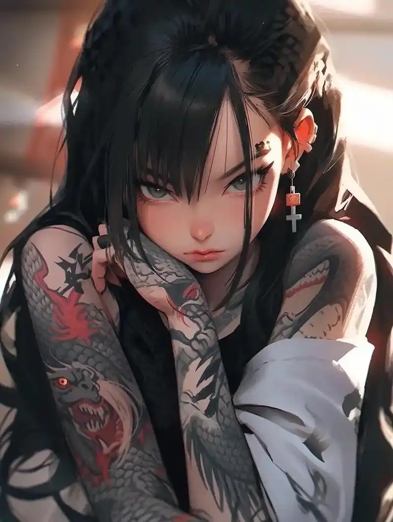 开门营业.#纹身女孩 #优质头像 #黑白系 #二次元 #创作 - 抖音