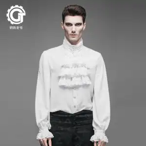 钢铁老爷蒸汽朋克衣服中世纪男装英伦风复古宫廷灯笼袖衬衣衬衫男