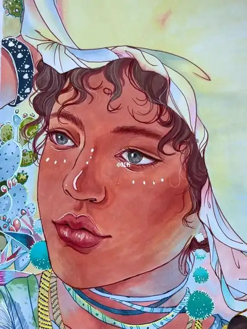 一组马克笔晕染人物单体塑造94