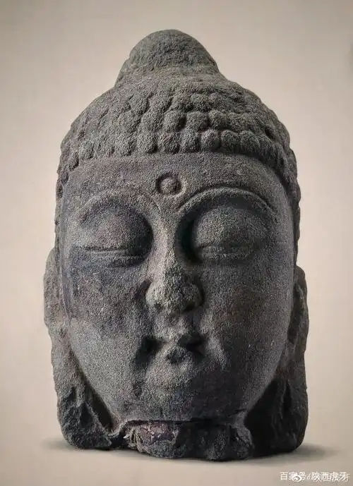 砂石佛头,唐代,砂石,高11.5厘米