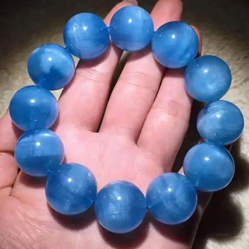 207mm的大颗粒海蓝宝猫眼手链