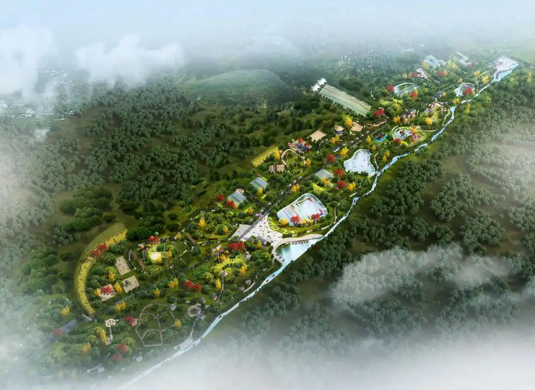 游乐场建筑景观鸟瞰效果图,游乐场建筑景观透视效果图,鸟瞰,透视,总平