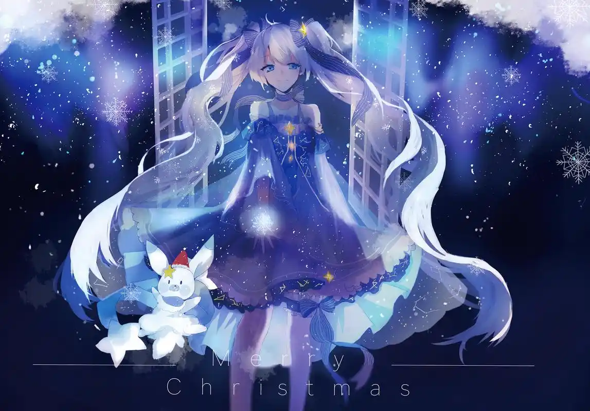 星空下的雪初音 雪初音电脑壁纸 _ 图片网