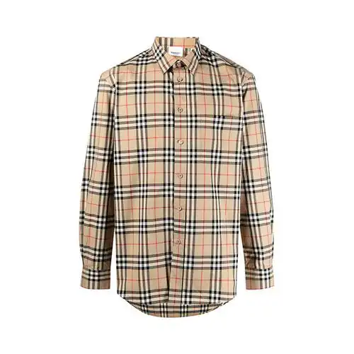 burberry博柏利男士衬衫棕色典格长袖上衣休闲时尚8038521衬衫