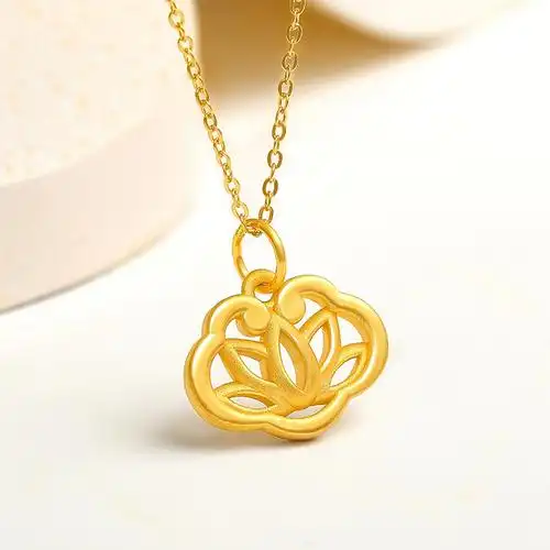 福承24k妈妈吊坠硬金3d纯金珠宝项链黄金颈饰