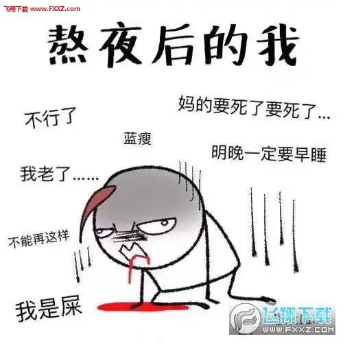 熬夜时的我表情包带文字版