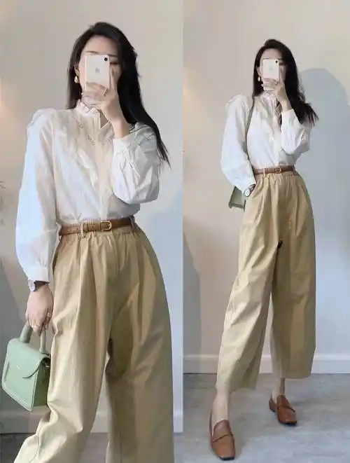 卡其色裤子搭配这8个颜色外套才好看,50套穿搭合集美出高级感_上衣