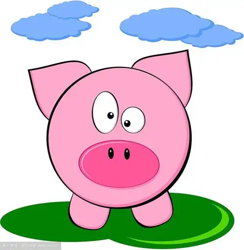 可爱的卡通粉红猪-滑稽的农场动物