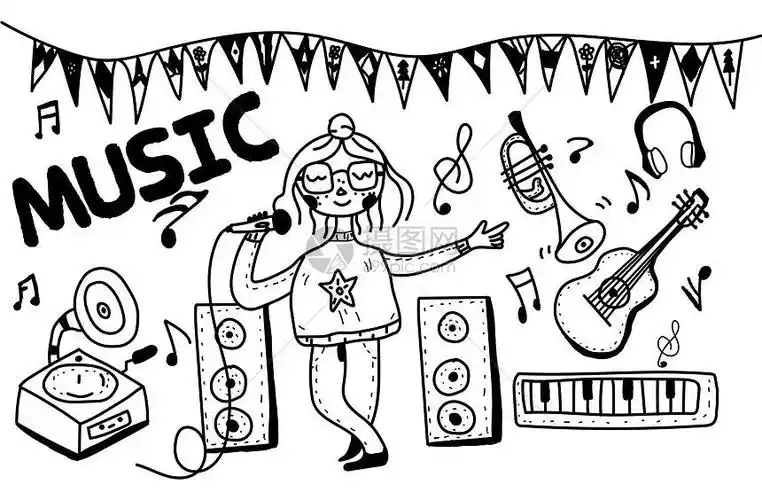 森林音乐会简笔画简笔画演唱会现场音乐会海报素描音乐插图舞台简笔画