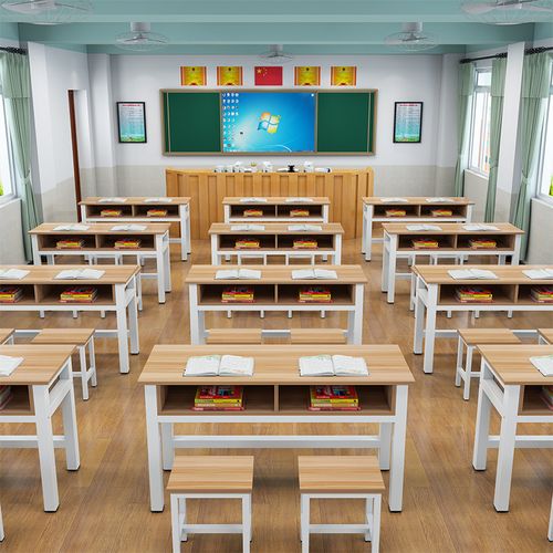 艺可恩儿童小学生双人课桌椅简易学校教室培训桌辅导班补习班写字桌