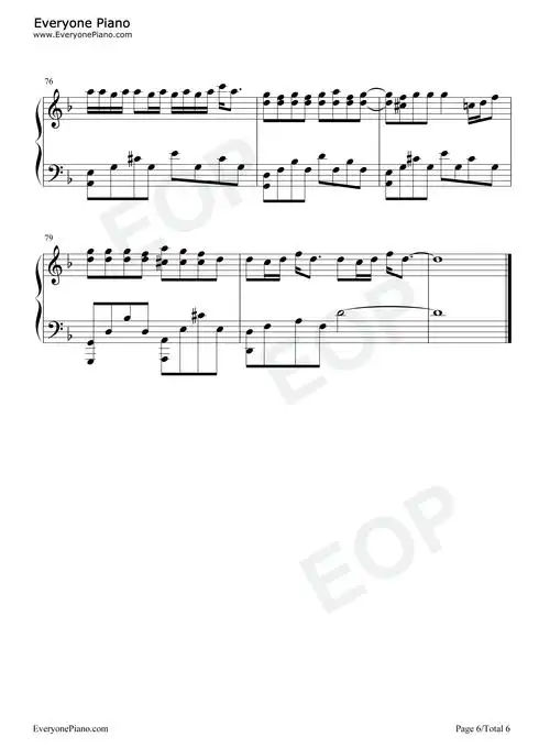 以父之名-完整版五线谱预览6-钢琴谱文件(五线谱,双手简谱,数字谱