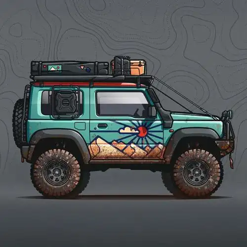 铃木吉姆尼jimny越野车手绘插画