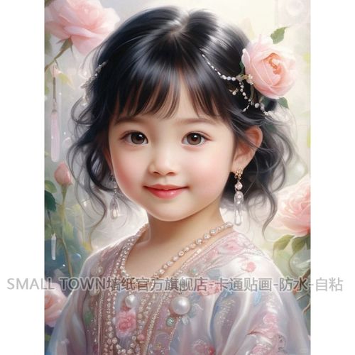 唯美古装汉服小宝贝海报墙贴画家居贴墙胎教漂亮女宝小姑娘萌宝贴