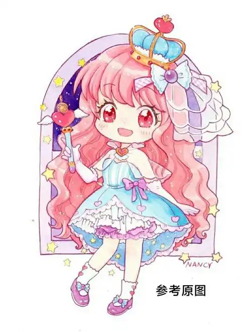 水彩临摹q版卡通人物可爱少女附绘画过程