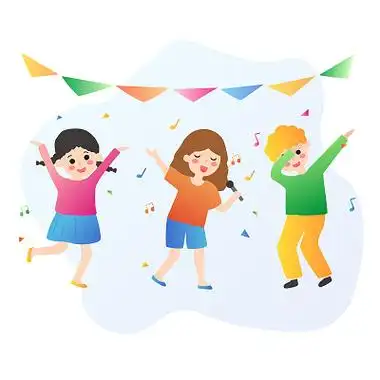 卡通可爱唱歌跳舞表演扁平渐变矢量元素唱歌跳舞元素