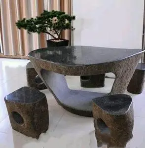 石桌石凳庭院花园天然茶几图片
