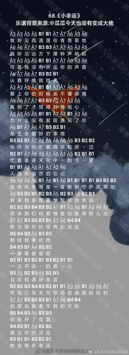 光遇小幸运简谱-小幸运乐谱分享一览-晨飞手游网