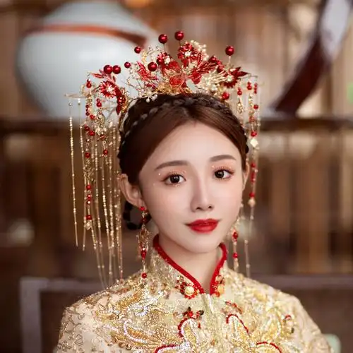 新娘头饰红色排行榜