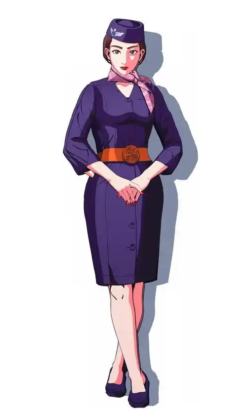 身穿紫色制服的卡通空姐空乘人员1488555免抠图片素材