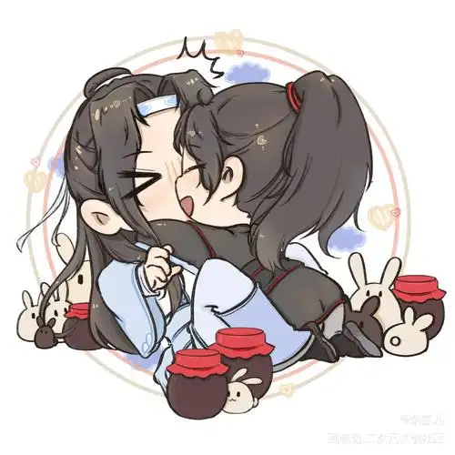 忘羡夫夫和兔叽_魔道祖师魔道祖师q版忘羡蓝忘机魏无羡魏无羡蓝忘机