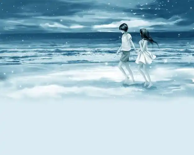 蓝色的世界 唯美动漫男孩女孩壁纸图片(7)_动漫壁纸 - 55壁纸大全