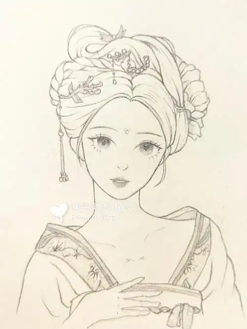 自动铅笔#手绘教程  #少女线稿  #线稿  #古风线稿人像  #古风手绘