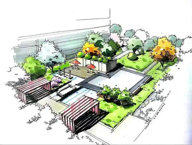 73  风景园林手绘效果图  73  写生鸟瞰图表现