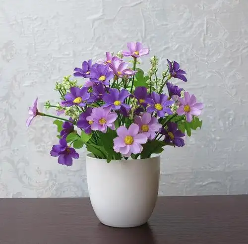 客厅家居仿真玫瑰花假花雏菊套装饰品假植物迷你塑料小花盆栽摆件